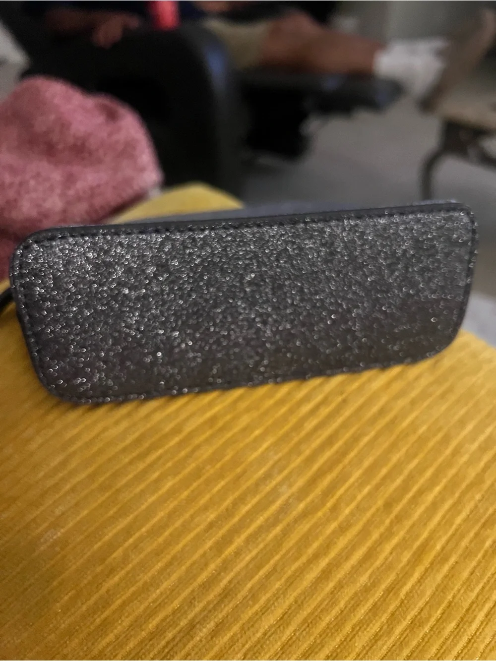 KATE SPADE silver glitter cosmetic small pouch bag NWOT